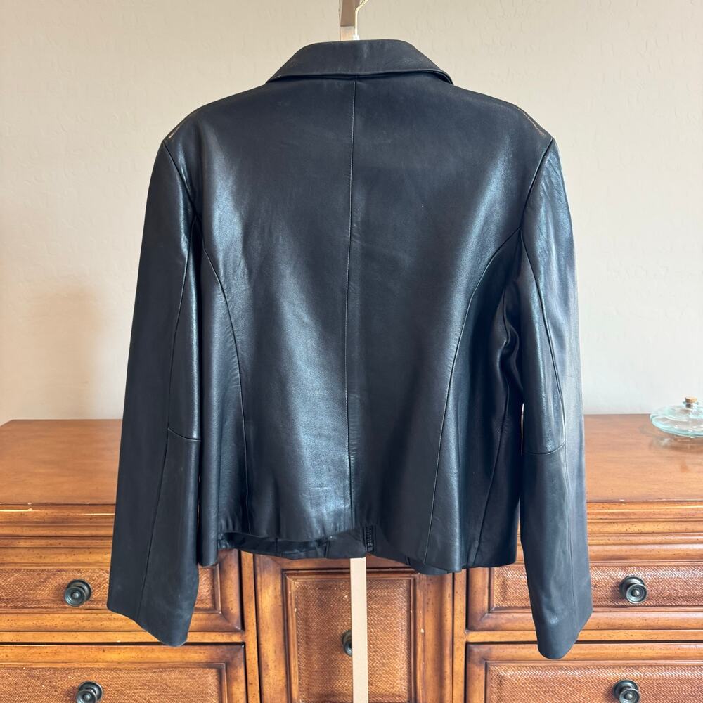 Jones New York Vintage Black Leather Jacket XL Fits M-L Excellent - Picture 6 of 6